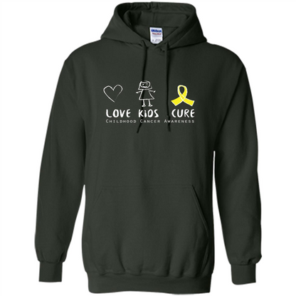 Love Kids Cure Childhood Cancer Awareness T-shirt Forest Green