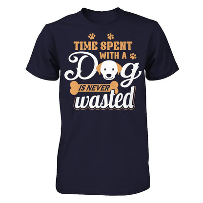 Time Spent With A Dog Is Never Wasted Next Level - Unisex Fitted Tee Midnight Navy