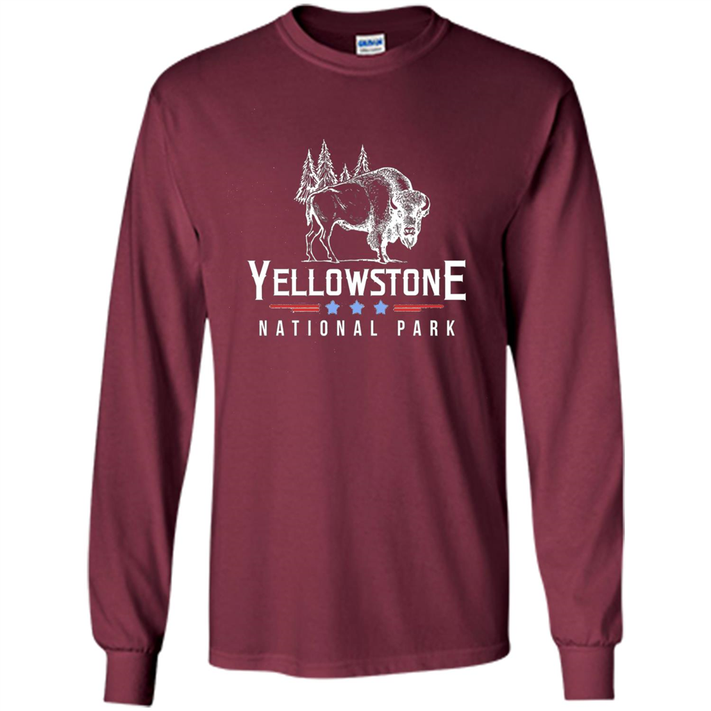 Yellowstone National Park Wyoming Buffalo T-shirt Maroon