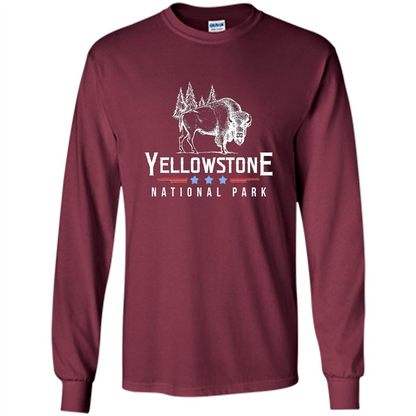 Yellowstone National Park Wyoming Buffalo T-shirt Maroon