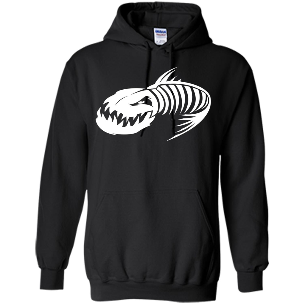 Fisherman Gift T-shirt Badass Fish Bone Skeleton Black