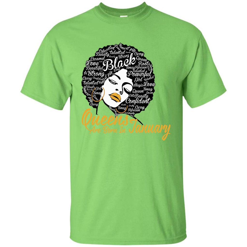 Queen Are Born In January T-shirt Lime