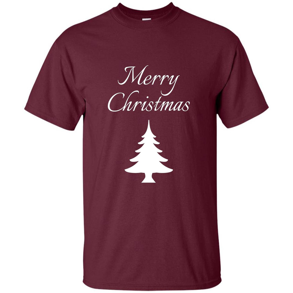 Merry Christmas Xmas Tree T-Shirt Maroon