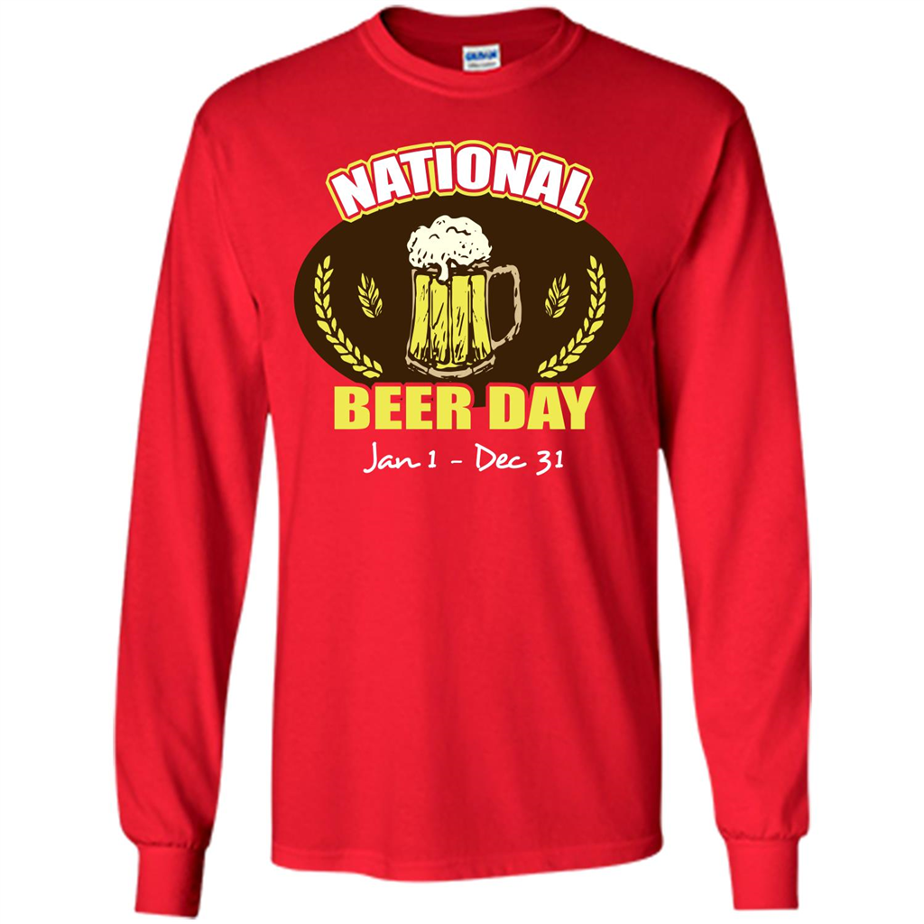 Beer T-shirt National Beer Day Jan1-Dec 31 Red