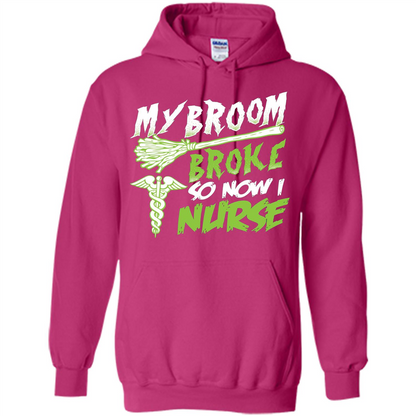 Nurse T-shirt My Broom Broke So Now I Nurse Funny Halloween T-Shirt Heliconia