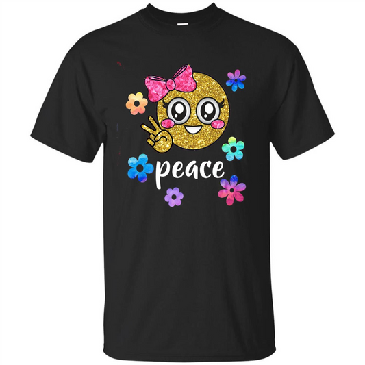 Cute Emoji Peace T-shirt Black