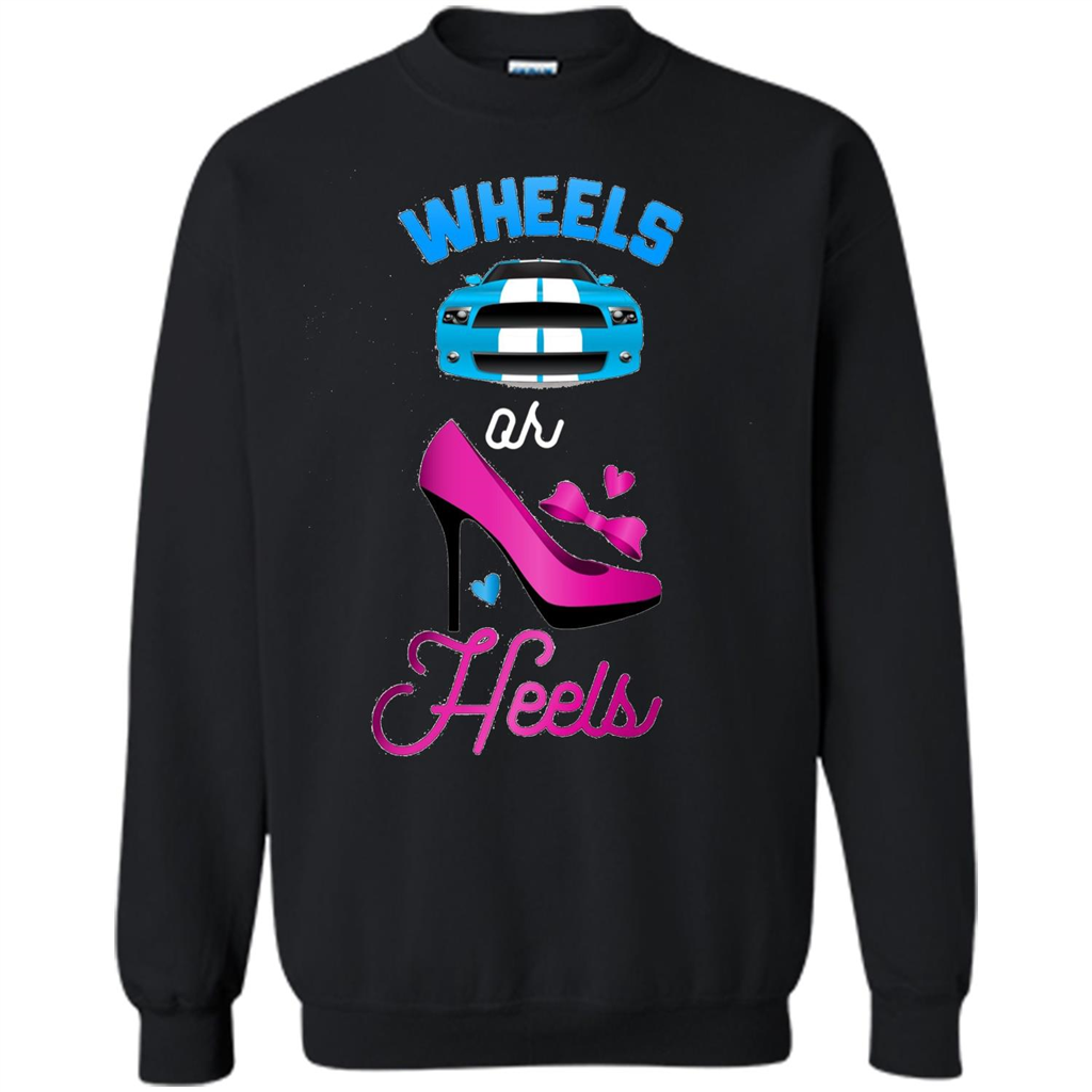 Wheels Or Heels We Love You Gender Reveal Party T-shirt Black