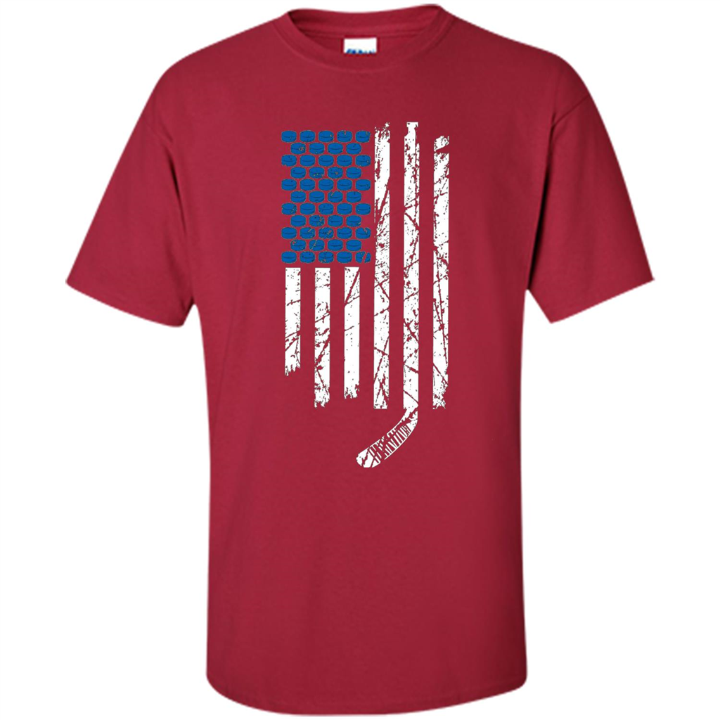 Hockey American Flag T-Shirt Cardinal