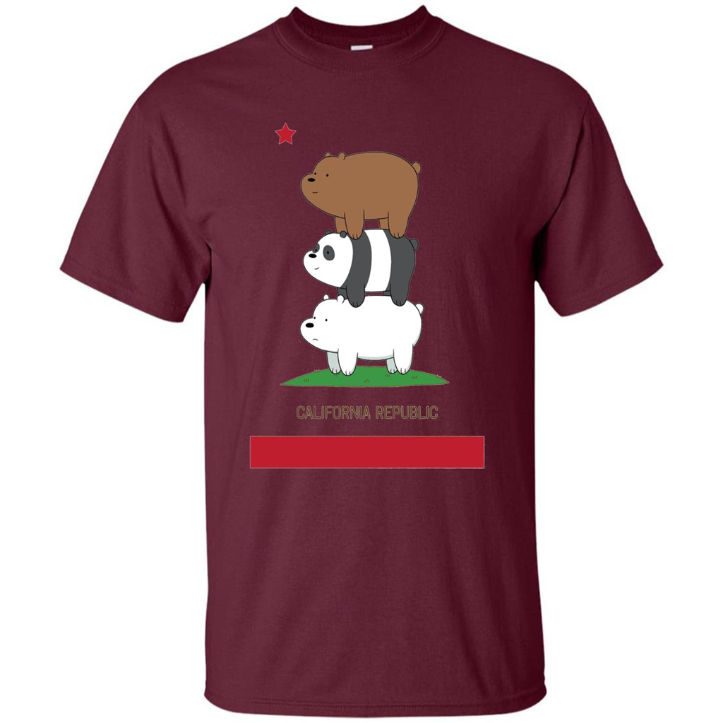 CN We Bare Bears California Flag Stack T-shirt Maroon