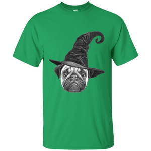 Pug Lover T-shirt Pug In Witch Hat Halloween T-Shirt