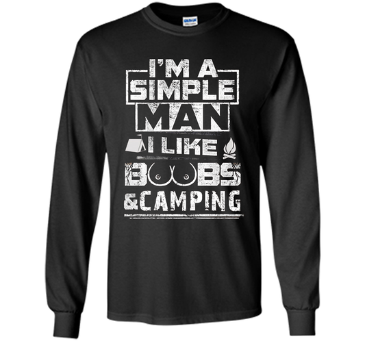 Mens I'M A SIMPLE MAN I LIKE BOOBS &amp; CAMPING cool shirt Black