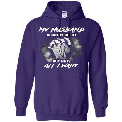 Wife T-shirt My Husband Is Not Perfect But He Is All I Need Purple