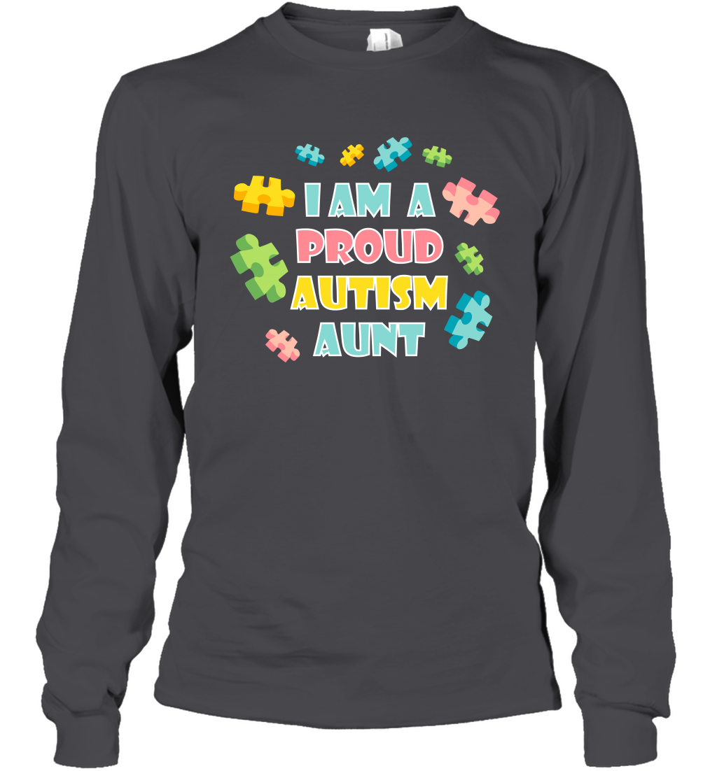 I Am A Proud Autism Aunt Family Shirt Long Sleeve T-Shirt Long Sleeve T-Shirt Dark Heather