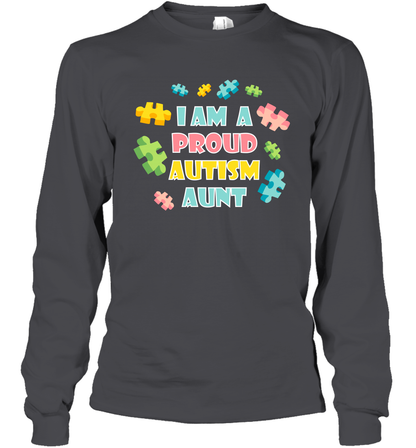 I Am A Proud Autism Aunt Family Shirt Long Sleeve T-Shirt Long Sleeve T-Shirt Dark Heather