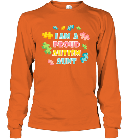 I Am A Proud Autism Aunt Family Shirt Long Sleeve T-Shirt Long Sleeve T-Shirt Orange