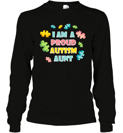 I Am A Proud Autism Aunt Family Shirt Long Sleeve T-Shirt Long Sleeve T-Shirt Black