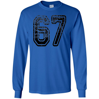 Number 67 T-shirt - Grungy Sports Team T-shirt Royal