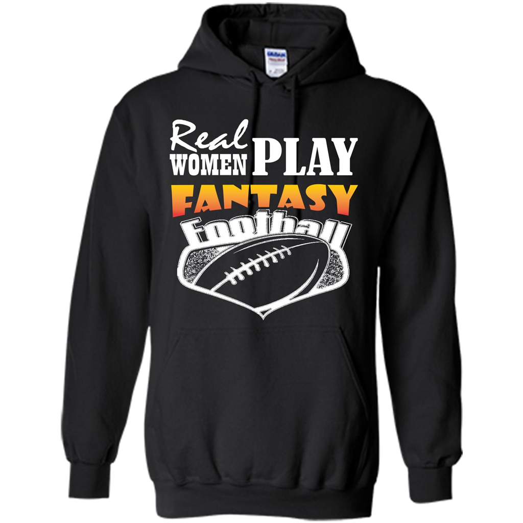 American Football T-shirt Real Women Play Fantasy Football Black