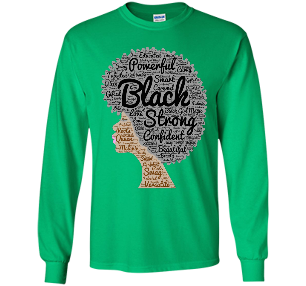 Afro Word Art Natural Hair T-Shirt for Black Women shirt Irish Green