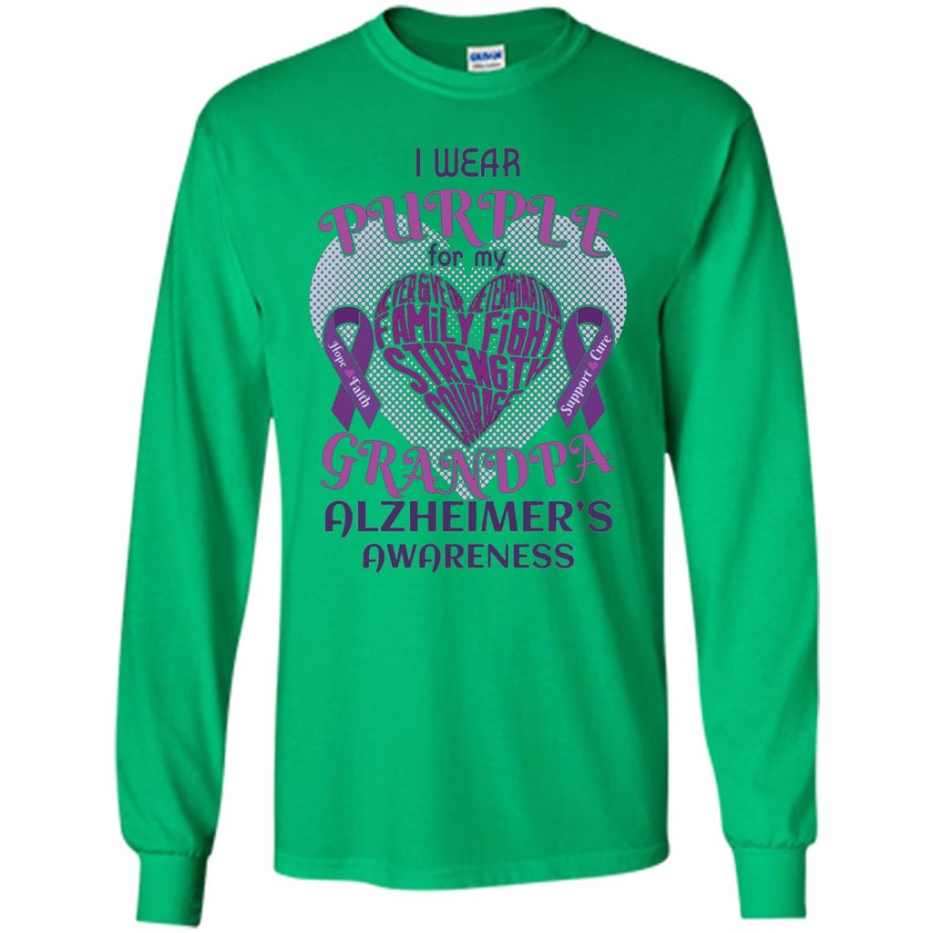 I Wear Purple For My Grandpa Alzheimer's Awareness T-Shirt Irish Green