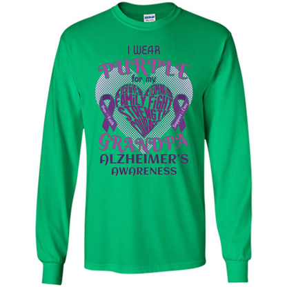 I Wear Purple For My Grandpa Alzheimer's Awareness T-Shirt Irish Green