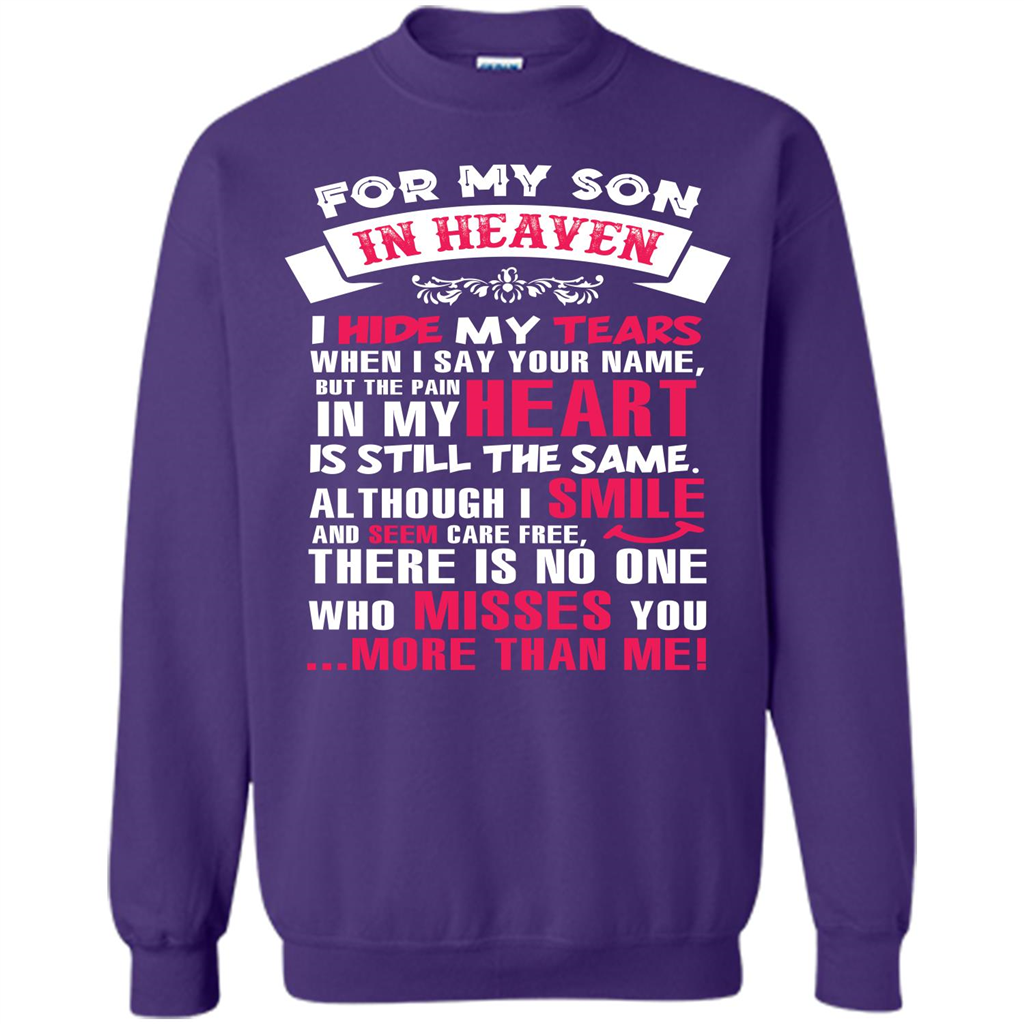 Family T-shirt For My Son In Heaven I Hide My Tears T-shirt Purple