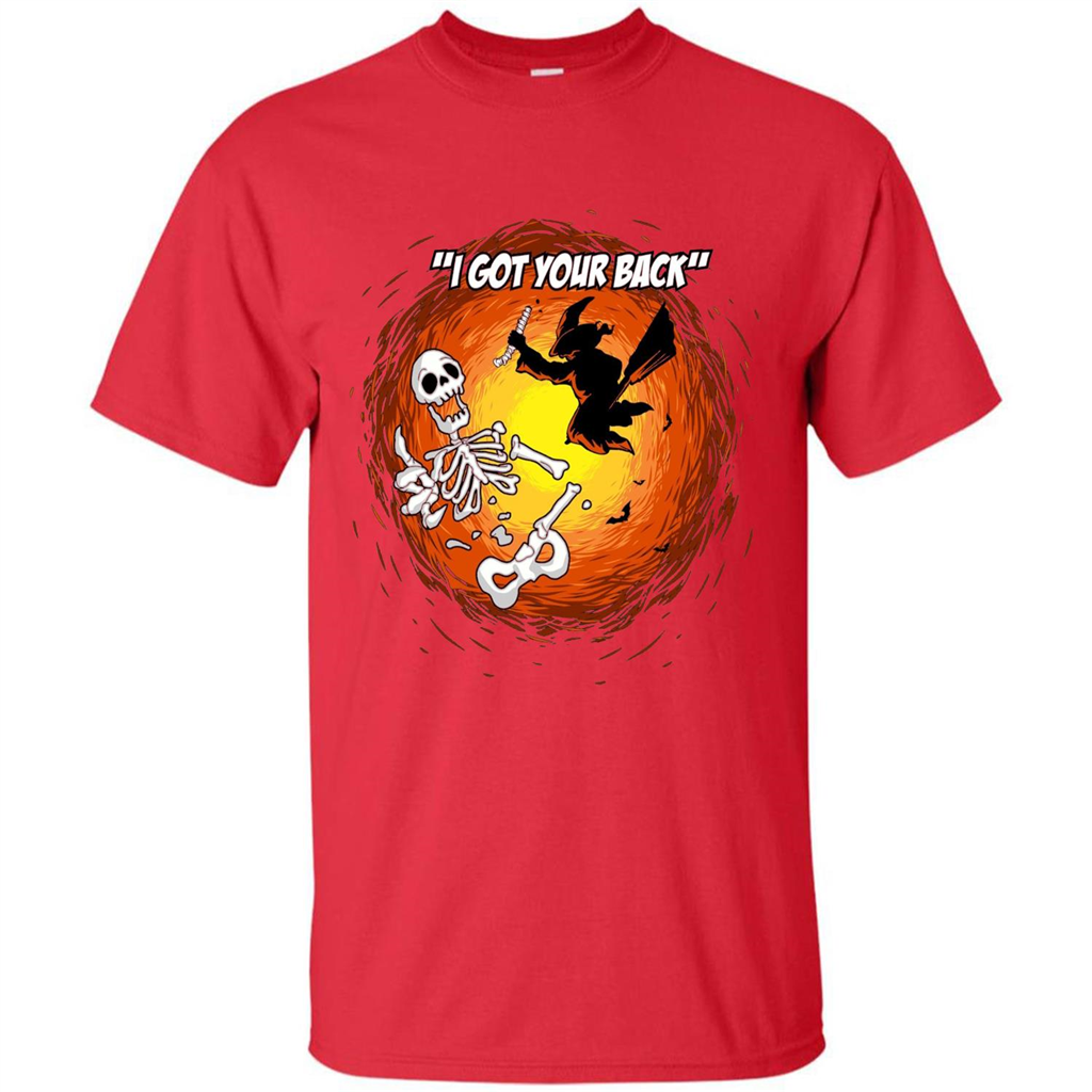 Funny Witch Skeleton Halloween 2017 I Got Your Back T-shirt Red