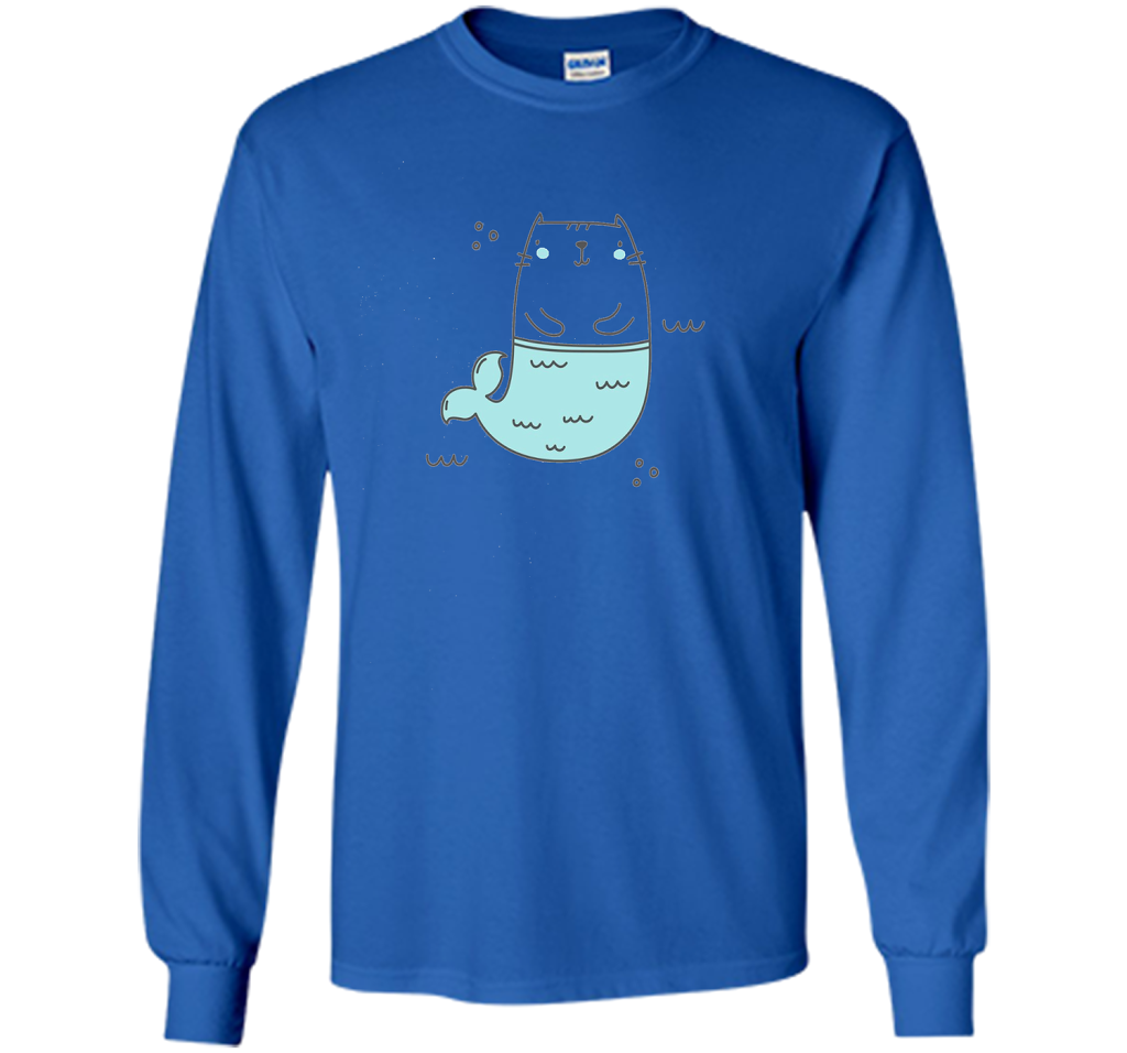 MerKitty Mermaid Cat Girls Shirt Blue shirt Royal