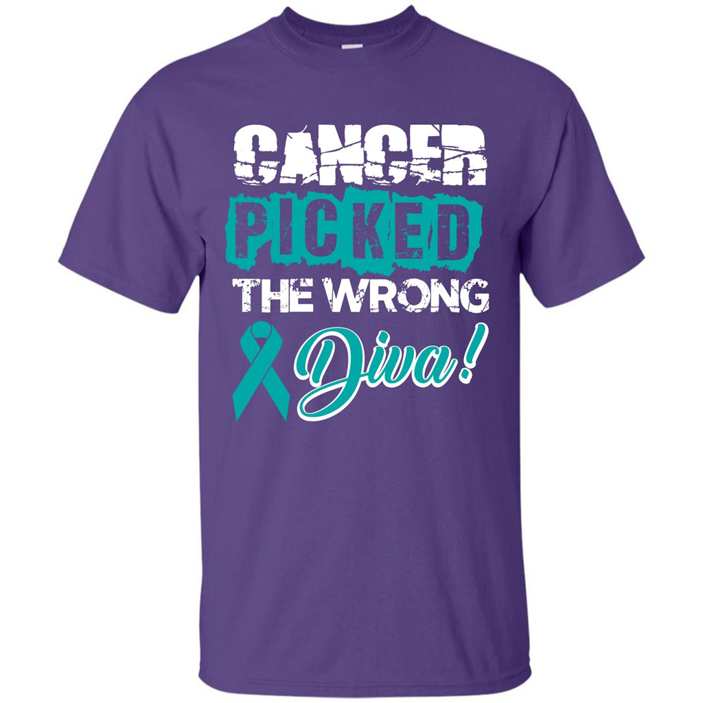 Cancer Awareness T-shirt Cancer Picked The Wrong Diva T-shirt Purple