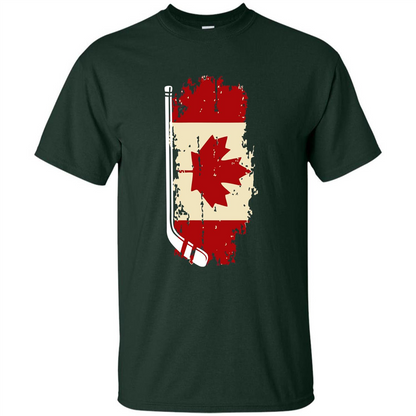 Canada Hockey Funny T-Shirt Canada Hockey Flag T-shirt Forest Green
