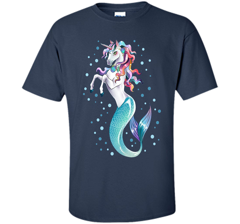 Unicorn Mermaid Mermicorn Cute T-Shirt Gifts for Girls kids cool shirt Navy