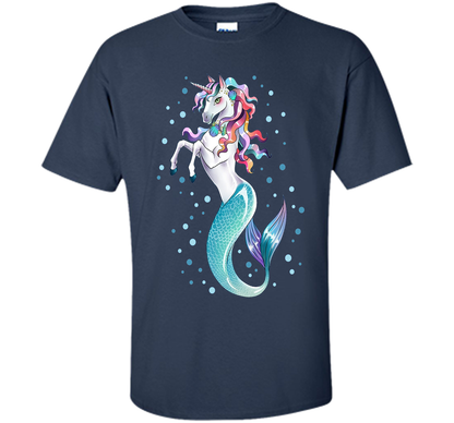 Unicorn Mermaid Mermicorn Cute T-Shirt Gifts for Girls kids cool shirt Navy