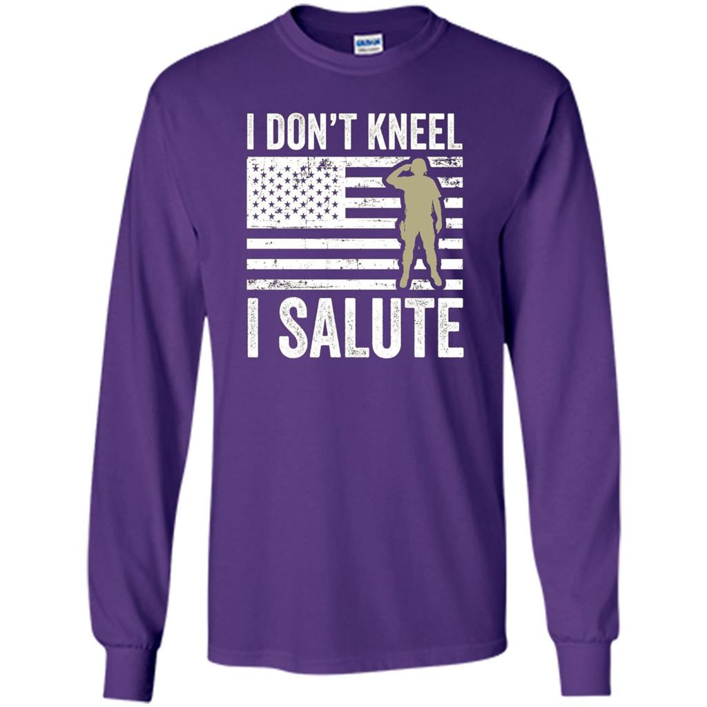 Military T-shirt I Don't Kneel I Salute T-shirt Purple