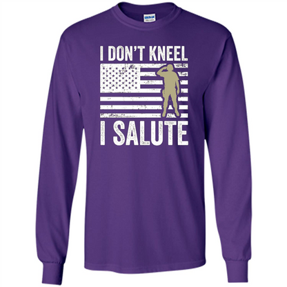 Military T-shirt I Don't Kneel I Salute T-shirt Purple