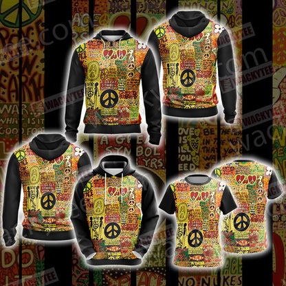 Hippie Love Is All You Need Unisex Zip Up Hoodie Jacket