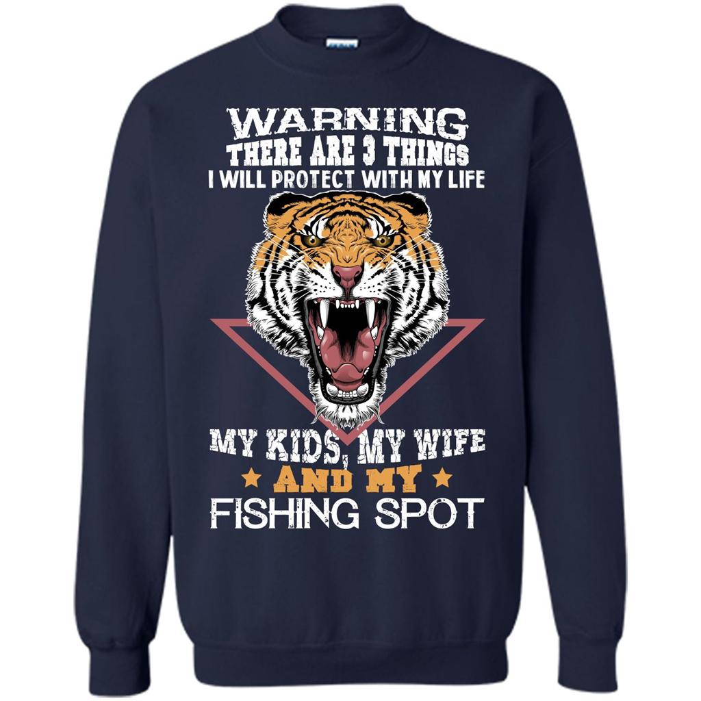 Fisherman T-shirt Warning There Are 3 Things I Will Protect With My Life Navy