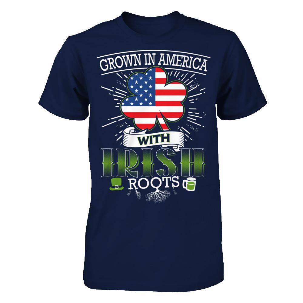 Grown In America With Irish Roots T-shirt Gildan - Short Sleeve Tee Navy