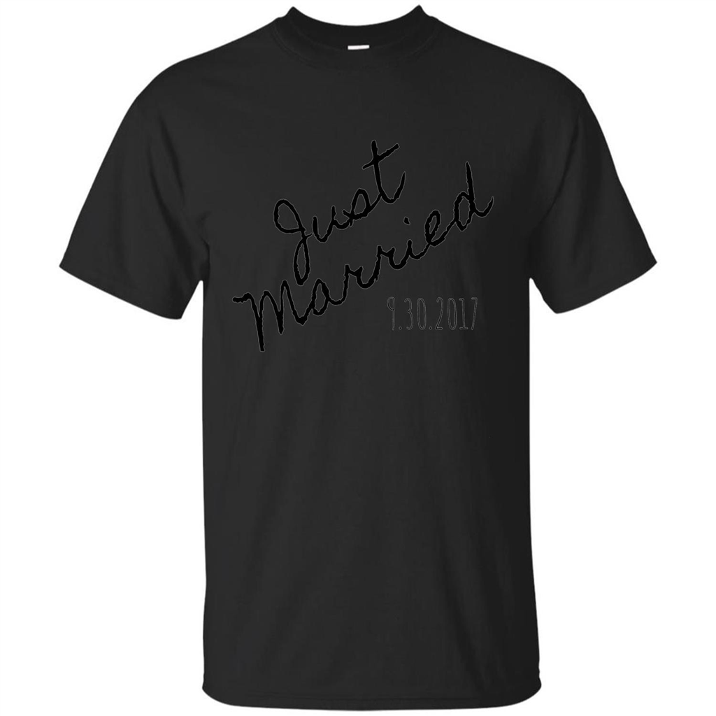 Just Married Honeymoon September 30 2017 Wedding T-Shirt Black
