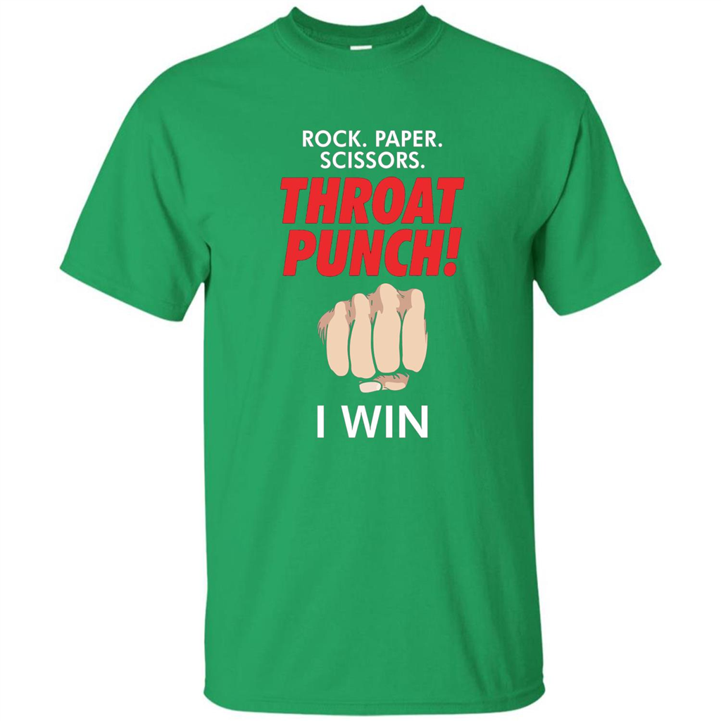 Rock Paper Scissors Throat Punch Funny I Win T-shirt Irish Green