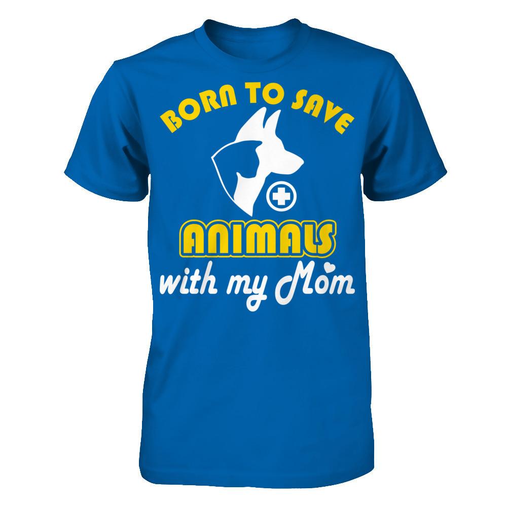 Born to Save Animals With My Mom T-shirt Gildan - Short Sleeve Tee Royal