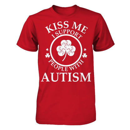 Kiss Me I Support People With Autism T-shirt Gildan - Short Sleeve Tee Red
