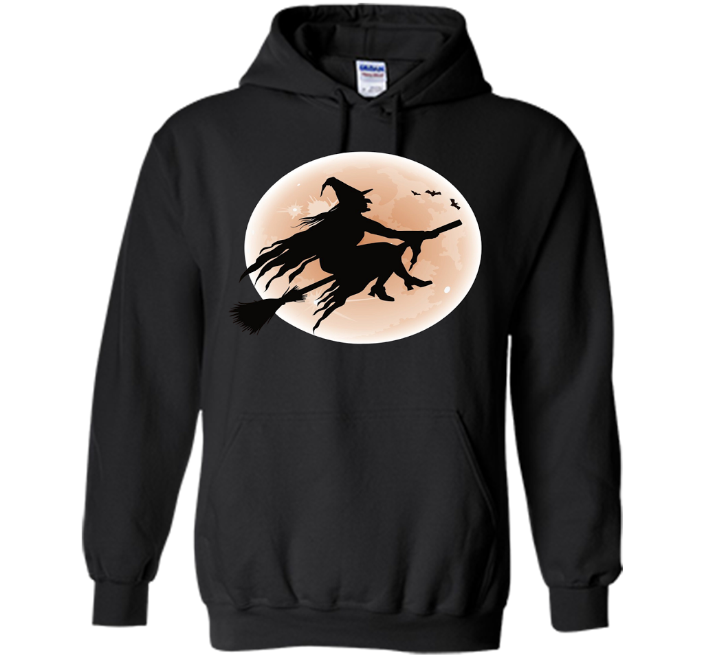 Halloween Full Moon Witch T-Shirt shirt Black