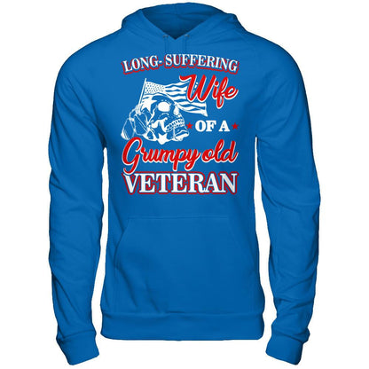 Long Suffering Wife Of A Grumpy Old Veteran Gildan - Pullover Hoodie Royal