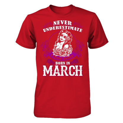 Never Underestimate A Black Woman Born In March Gildan - Short Sleeve Tee Red