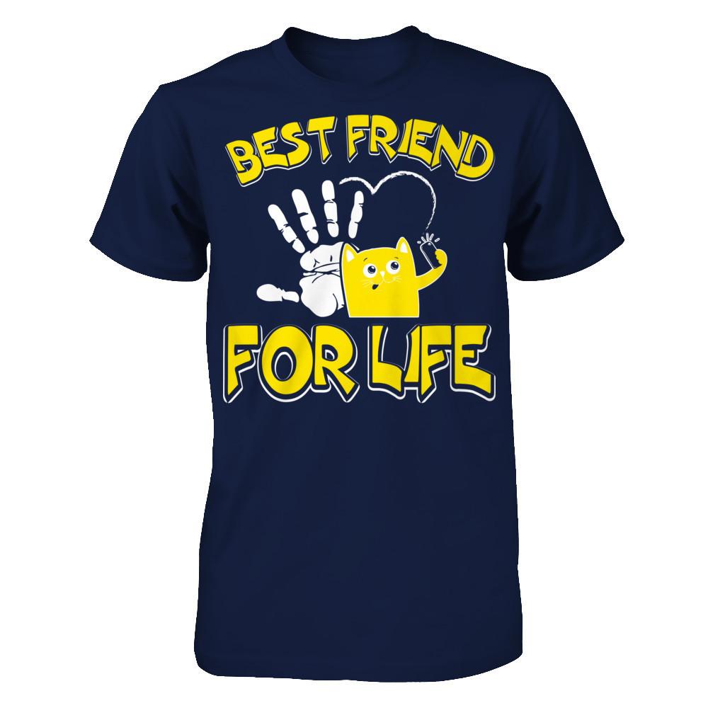 Cat - Best Friends For Life T-shirt Gildan - Short Sleeve Tee Navy
