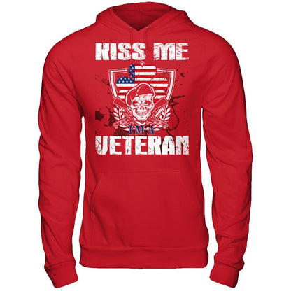 Kiss Me I'm A Veteran T-shirt Gildan - Pullover Hoodie Red