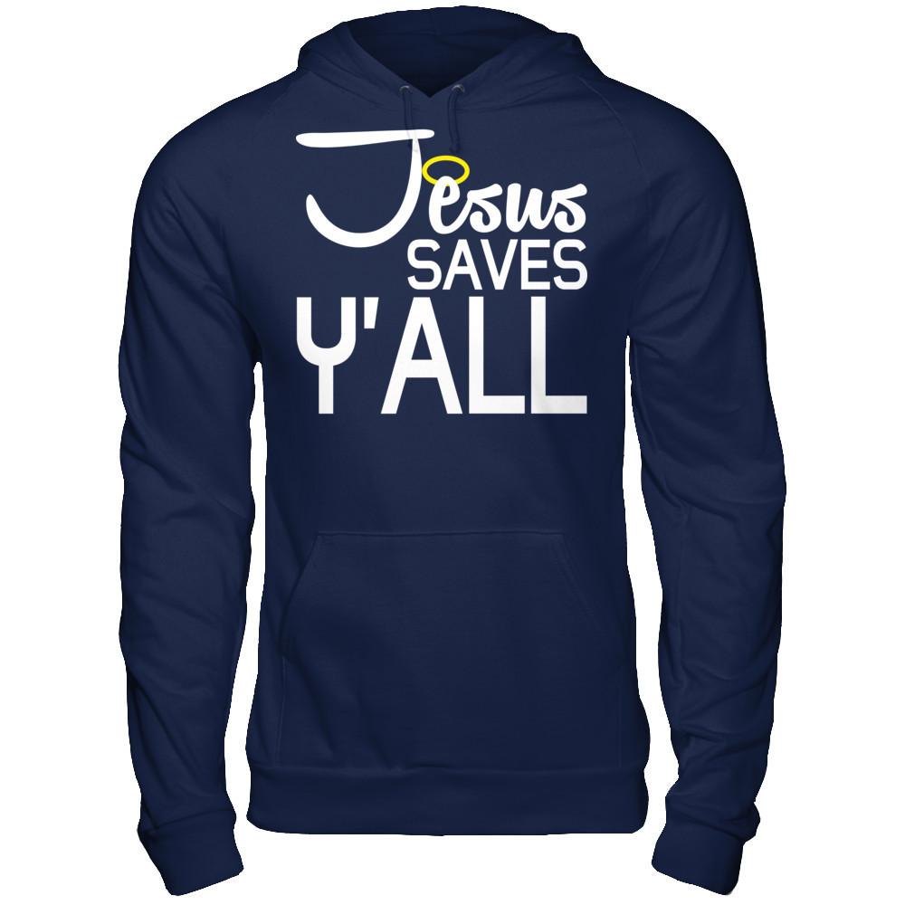 Jesus Saves Y'all Gildan - Pullover Hoodie Navy