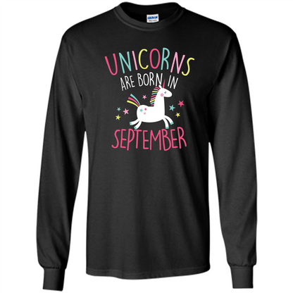 Unicorns Are Born In September Birthday T-Shirt Black