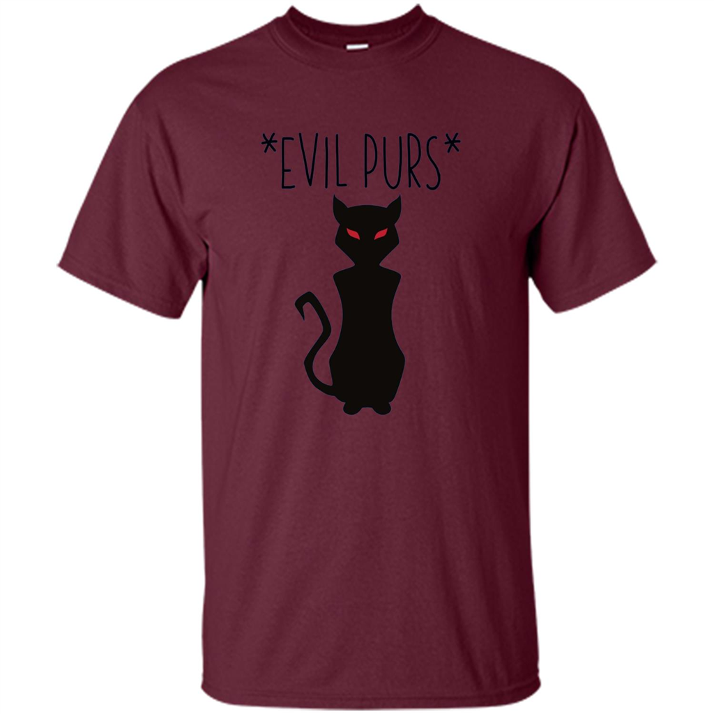 Halloween Black Cat T-shirt Evil Purs Mean Kitty Lovers Gift T-shirt Maroon