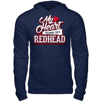My Heart Belongs To A Redhead T-shirt Gildan - Pullover Hoodie Navy